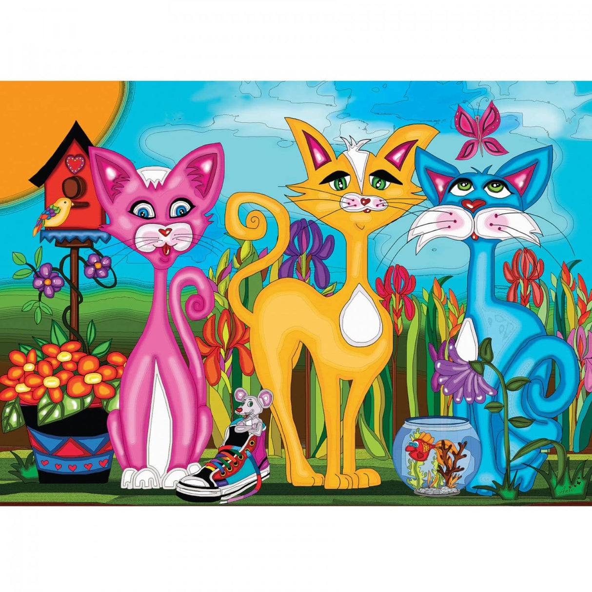 Rosy, Sunny & Sky 1000 Piece Jigsaw Puzzle by JaCaRou Puzzles - Colorful Cat Puzzle - JaCaRou Puzzles Inc. - Jigsaw Puzzles - The Puzzle Center -
