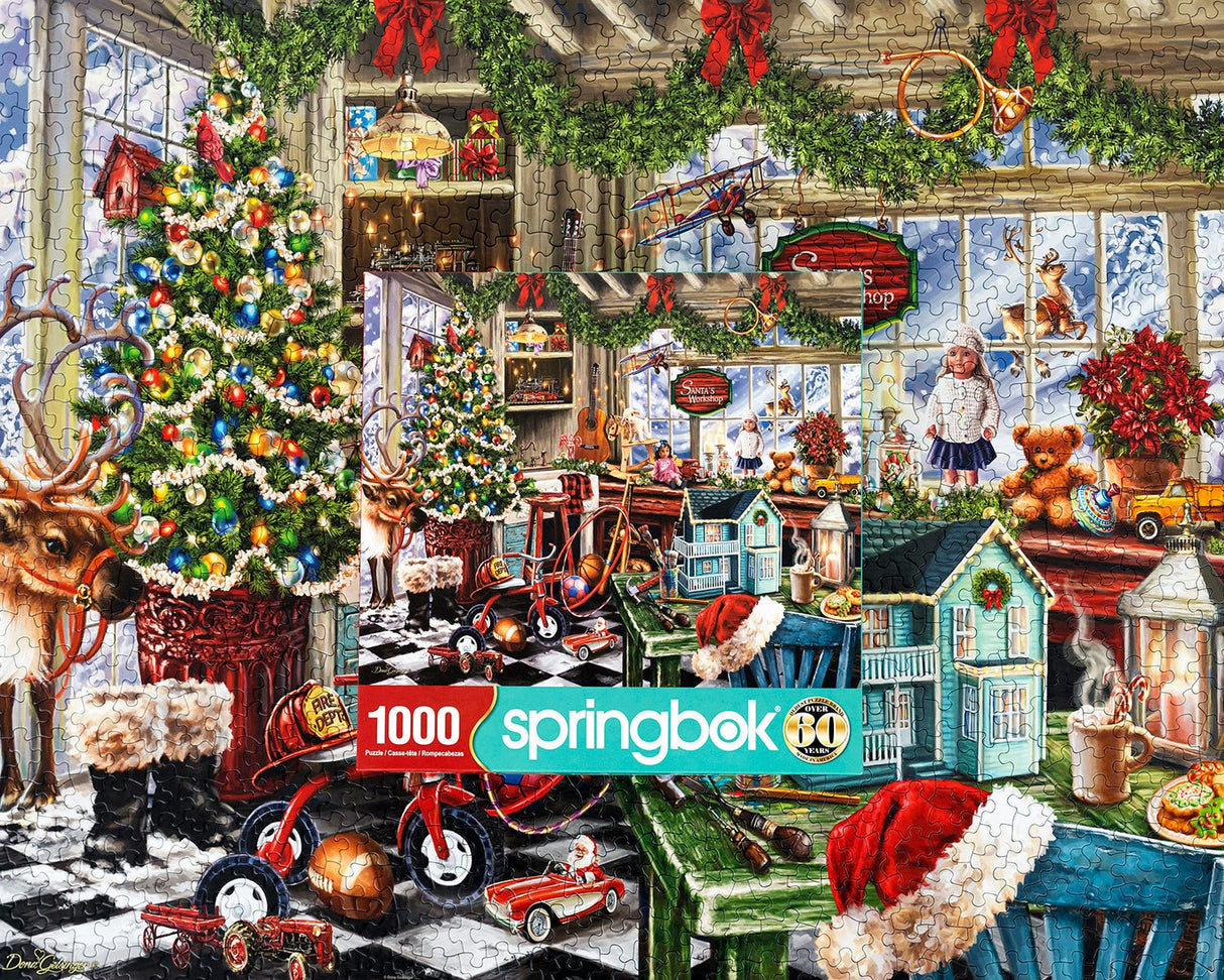 Santa's Workshop 1000 Piece Jigsaw Puzzle | Springbok Puzzles - Springbok Puzzles - Jigsaw Puzzles - The Puzzle Center