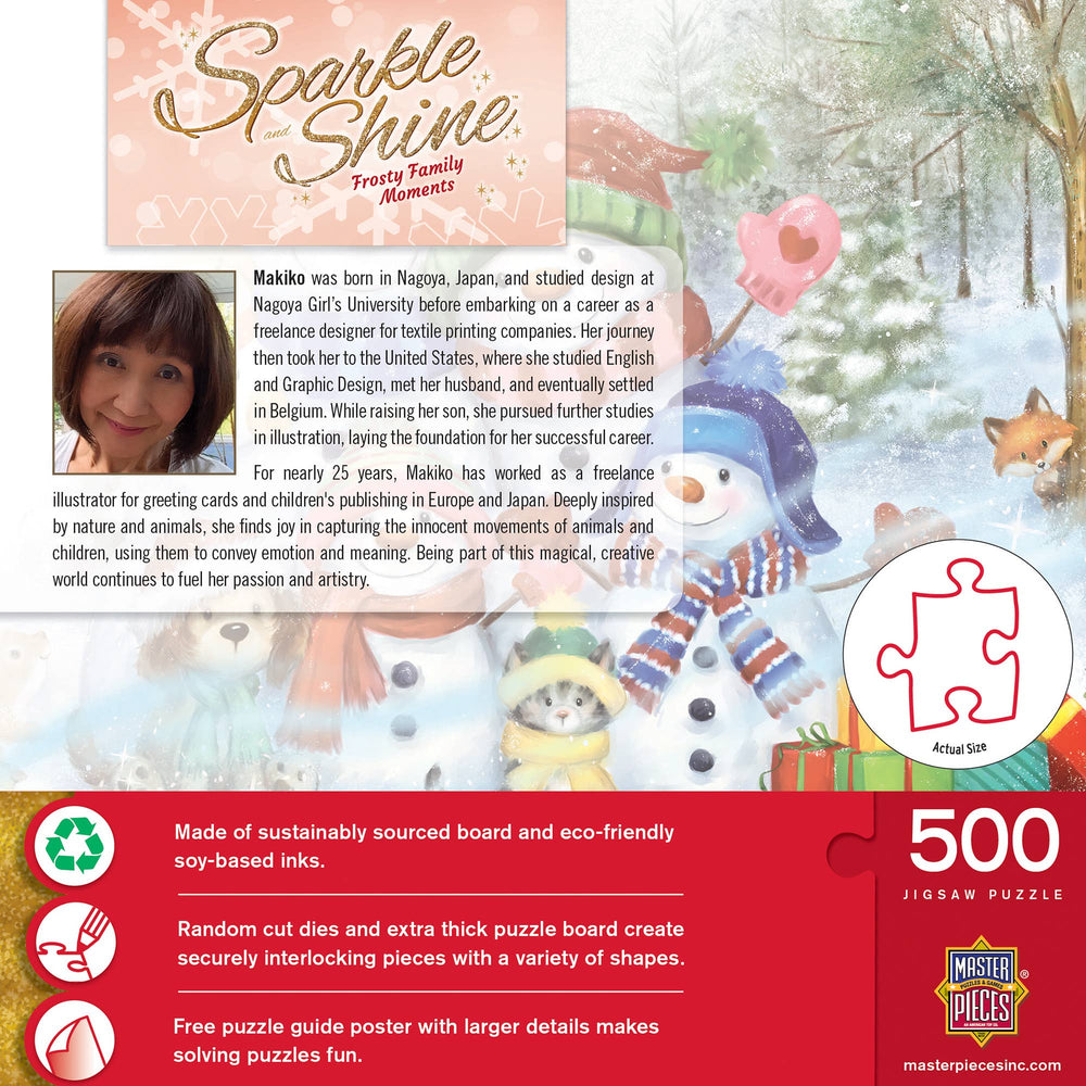 Sparkle & Shine - Frosty Family Moments 500 Piece Glitter Jigsaw Puzzle | Masterpieces Puzzles - Jigsaw Puzzles - The Puzzle Center