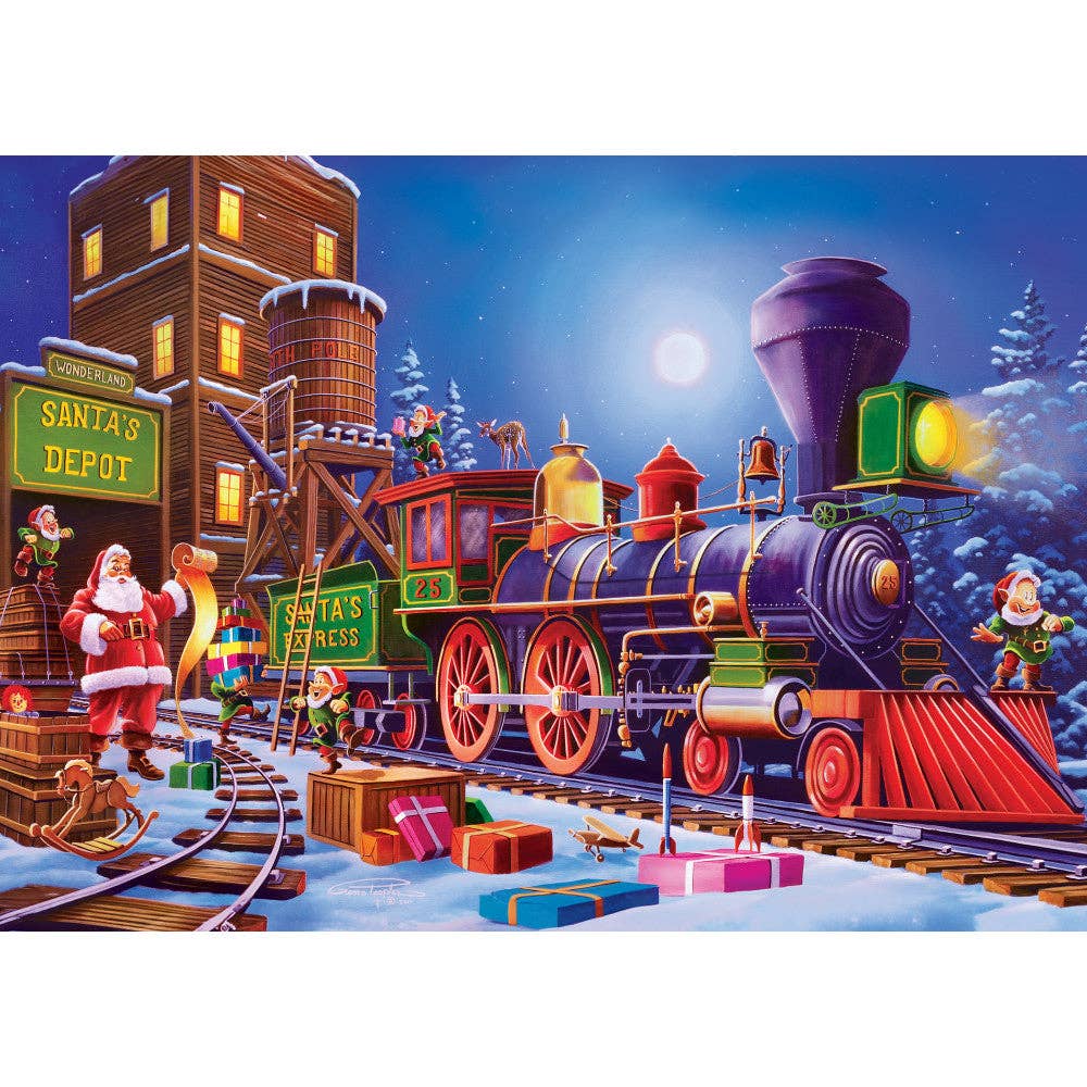 Sparkle & Shine - Santa's Depot 500 Piece Glitter Jigsaw Puzzle | Masterpieces Puzzles - Jigsaw Puzzles - The Puzzle Center