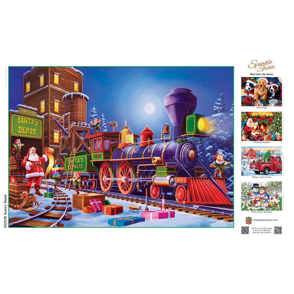 Sparkle & Shine - Santa's Depot 500 Piece Glitter Jigsaw Puzzle | Masterpieces Puzzles - Jigsaw Puzzles - The Puzzle Center