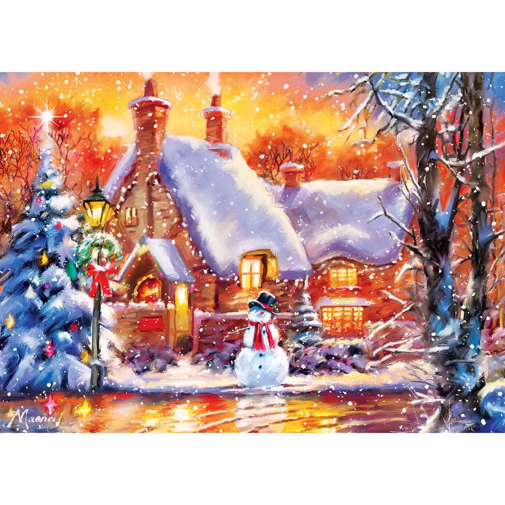 Sparkle & Shine - Snowman Cottage 500 Piece Glitter Jigsaw Puzzle | Masterpieces Puzzles - Jigsaw Puzzles - The Puzzle Center