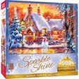 Sparkle & Shine - Snowman Cottage 500 Piece Glitter Jigsaw Puzzle | Masterpieces Puzzles - Jigsaw Puzzles - The Puzzle Center