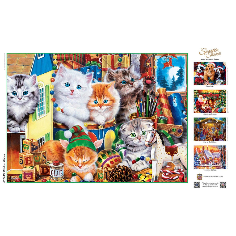Sparkle & Shine - Whisker Wishes 500 Piece Glitter Jigsaw Puzzle - Masterpieces Puzzles - Jigsaw Puzzles - The Puzzle Center
