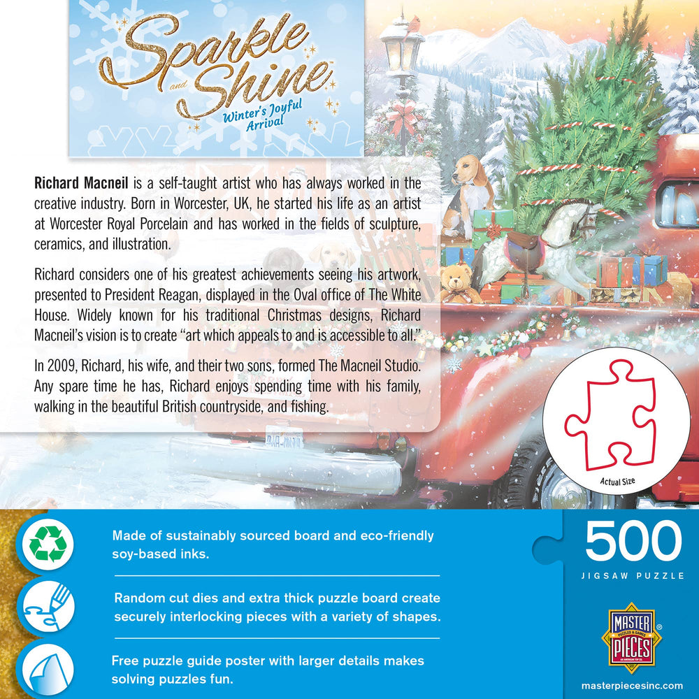 Sparkle & Shine - Winter's Joyful Arrival 500 Piece Glitter Jigsaw Puzzle | Masterpieces Puzzles - Jigsaw Puzzles - The Puzzle Center