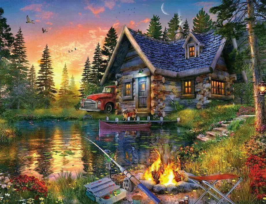 Sun Kissed Cabin 500 Piece Jigsaw Puzzle by Springbok Puzzles - Springbok Puzzles - Jigsaw Puzzles - The Puzzle Center