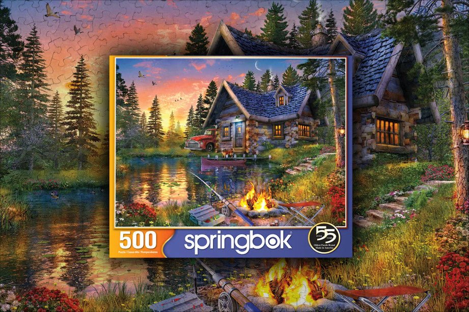 Sun Kissed Cabin 500 Piece Jigsaw Puzzle by Springbok Puzzles - Springbok Puzzles - Jigsaw Puzzles - The Puzzle Center