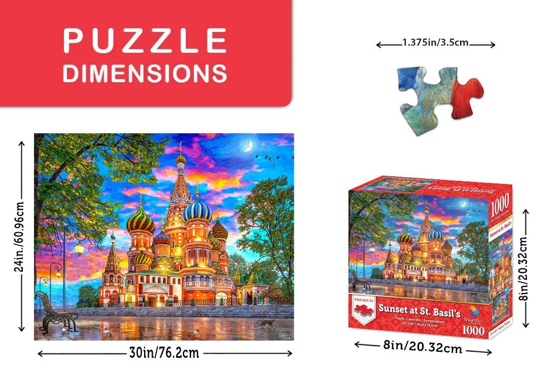 Sunset at St Basil's 1000 Piece Jigsaw Puzzle | Springbok Puzzles - Springbok Puzzles - Jigsaw Puzzles - The Puzzle Center