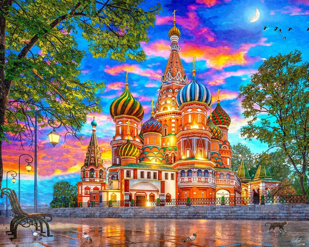 Sunset at St Basil's 1000 Piece Jigsaw Puzzle | Springbok Puzzles - Springbok Puzzles - Jigsaw Puzzles - The Puzzle Center