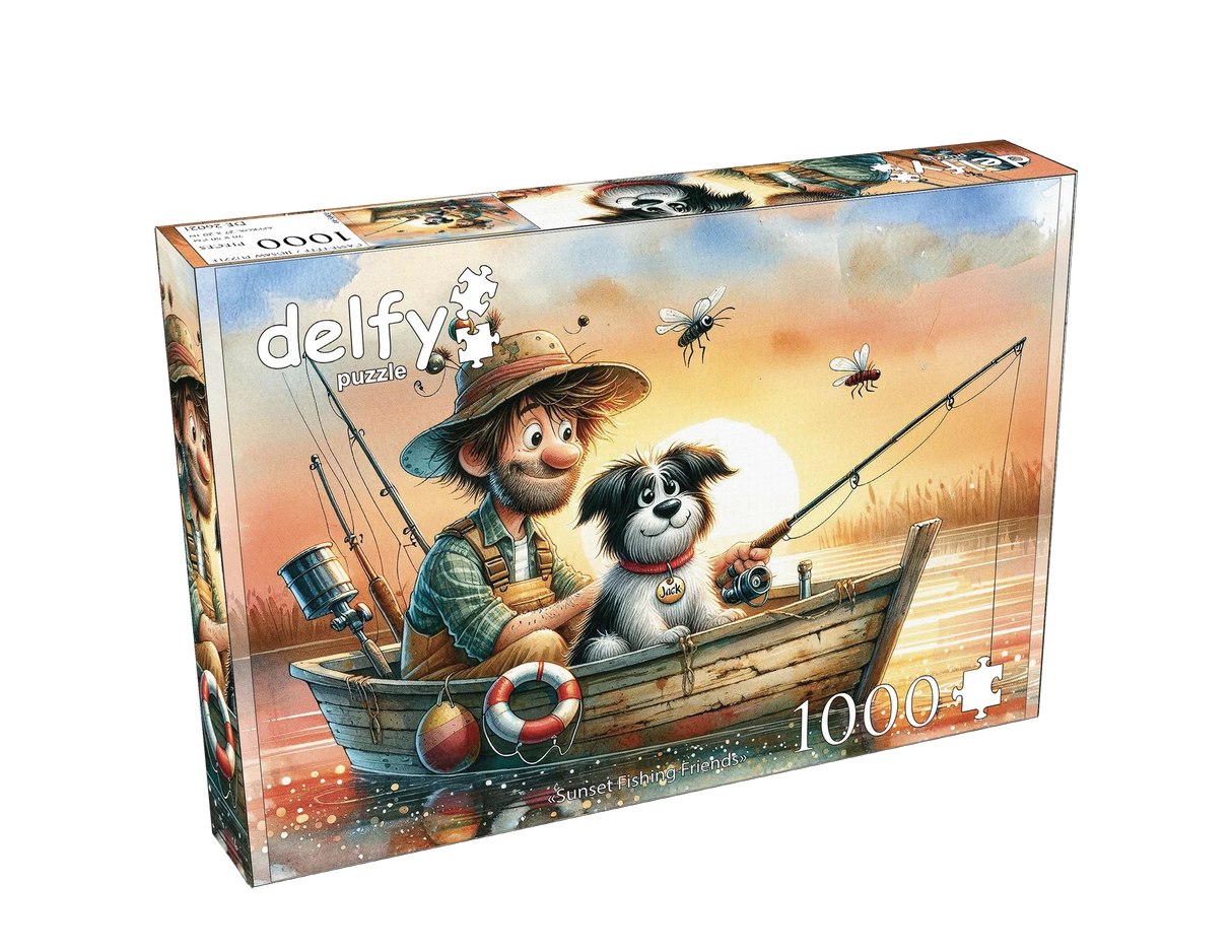 Sunset Fishing Friends 1000 Piece Jigsaw Puzzle | Delfy Puzzles - Jigsaw Puzzles - The Puzzle Center