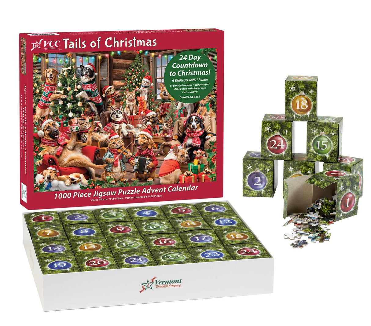 Tails of Christmas Advent Calendar 1000 Pieces | Vermont Christmas Co