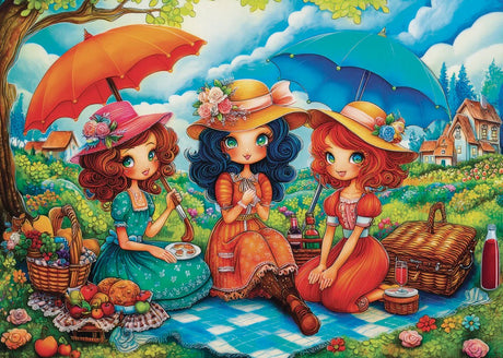 Three Picnic Friends 1000 Piece Jigsaw Puzzle | JaCaRou Puzzles - Jigsaw Puzzles - The Puzzle Center