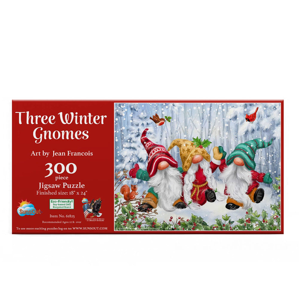 Three Winter Gnomes 300 Piece Holiday Puzzle by SunsOut Puzzles - SunsOut - Jigsaw Puzzles - The Puzzle Center -