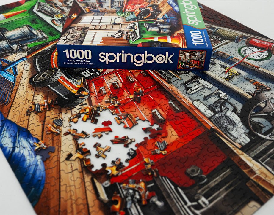 Toolman's Garage 1000 Piece Jigsaw Puzzle by Springbok Puzzles - Springbok Puzzles - Jigsaw Puzzles - The Puzzle Center