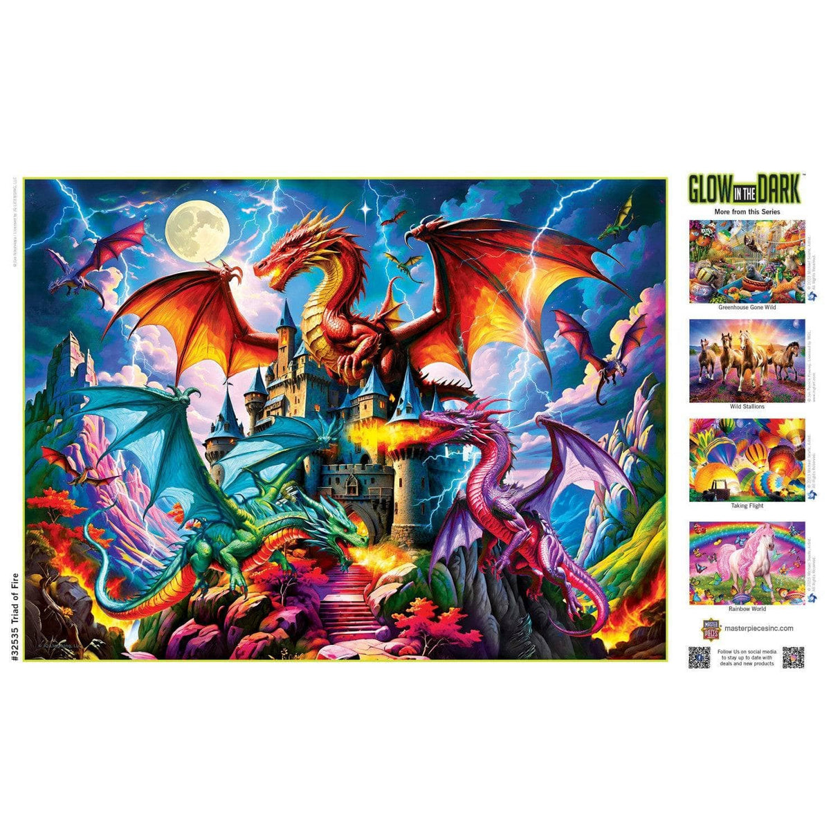 Triad of Fire 300 Piece Glow in the Dark Jigsaw Puzzle | Masterpieces - Masterpieces Puzzles - Jigsaw Puzzles - The Puzzle Center