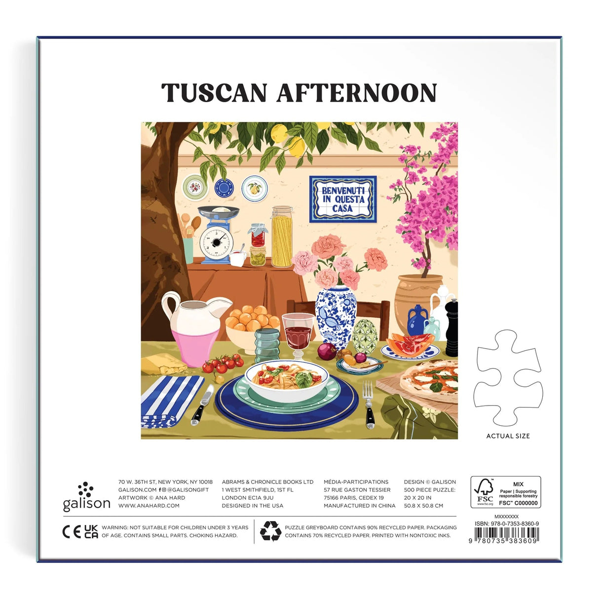 Tuscan Afternoon 500 Piece Jigsaw Puzzle | Galison - Jigsaw Puzzles - The Puzzle Center