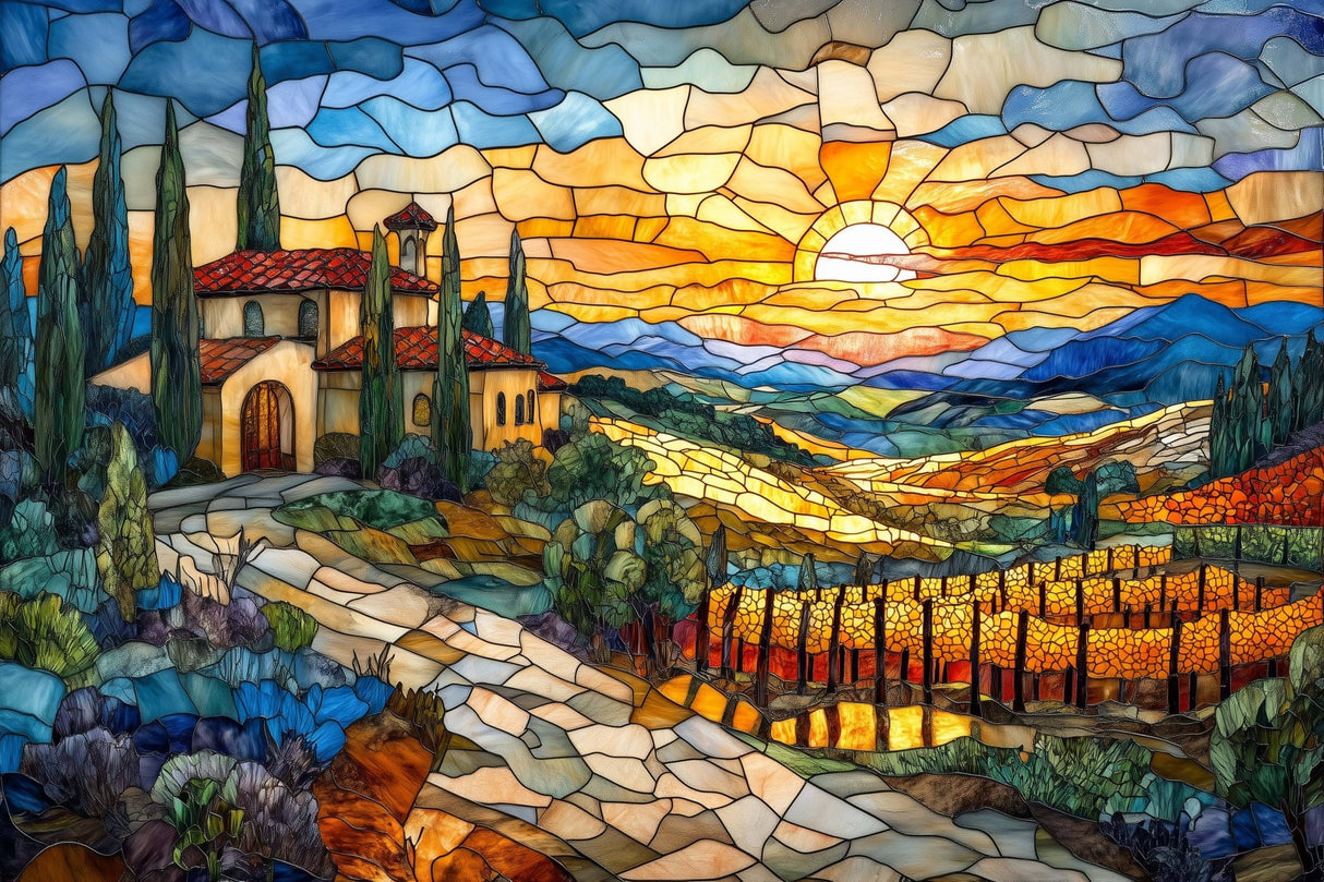 Tuscan Dreams Stained Glass 1000 Piece Jigsaw Puzzle | Trippy Puzzle Co - Jigsaw Puzzles - The Puzzle Center