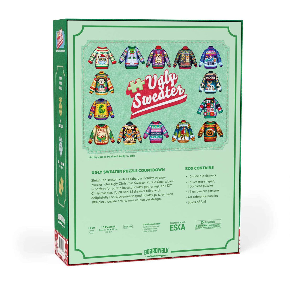 Ugly Sweater Christmas Puzzle Countdown, 15 x 100 Piece Jigsaw Puzzles | Boardwalk - Jigsaw Puzzle - The Puzzle Center