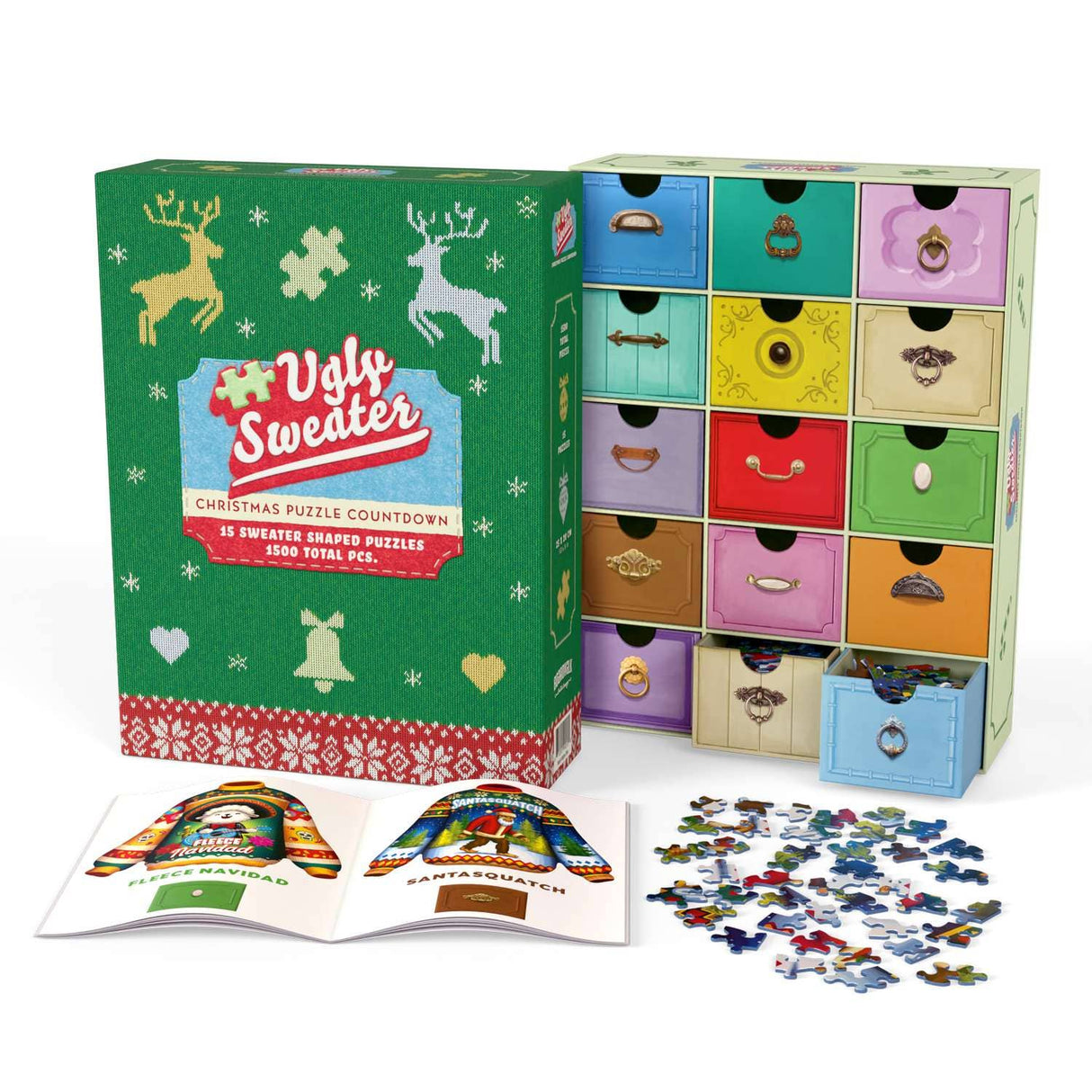 Ugly Sweater Christmas Puzzle Countdown, 15 x 100 Piece Jigsaw Puzzles | Boardwalk - Jigsaw Puzzle - The Puzzle Center