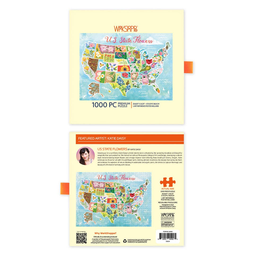 U.S. State Flowers 1000 Piece Jigsaw Puzzle | WerkShoppe - Jigsaw Puzzles - The Puzzle Center