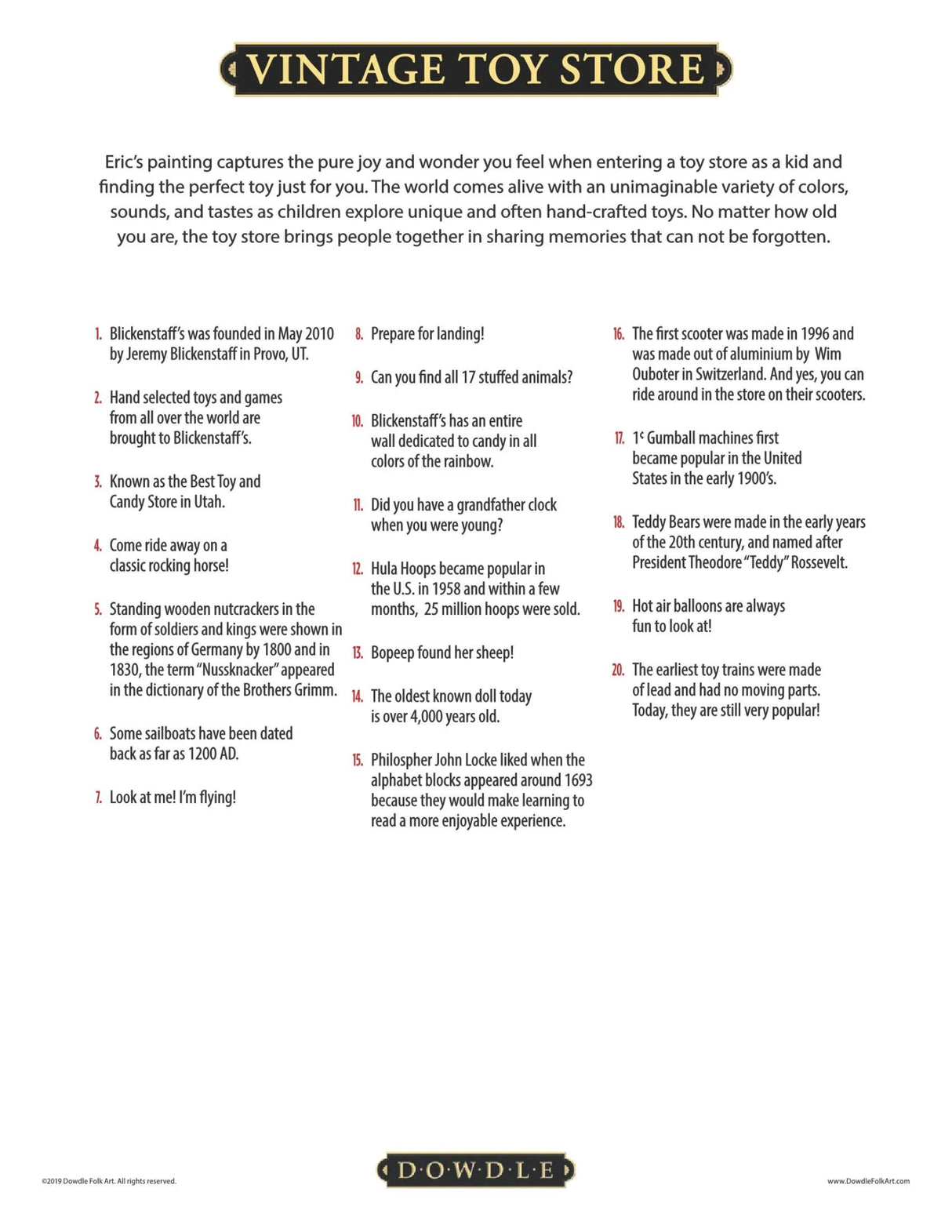 Vintage Toy Store 500 Piece Jigsaw Puzzle by Dowdle - Dowdle - Jigsaw Puzzles - The Puzzle Center