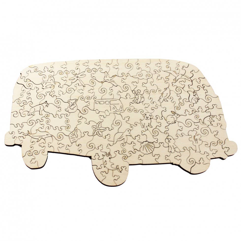 Westie 150 Piece Wooden Jigsaw Puzzle by JaCaRou Puzzles - Groovy VW Westfalia Design - JaCaRou Puzzles Inc. - Jigsaw Puzzles - The Puzzle Center -