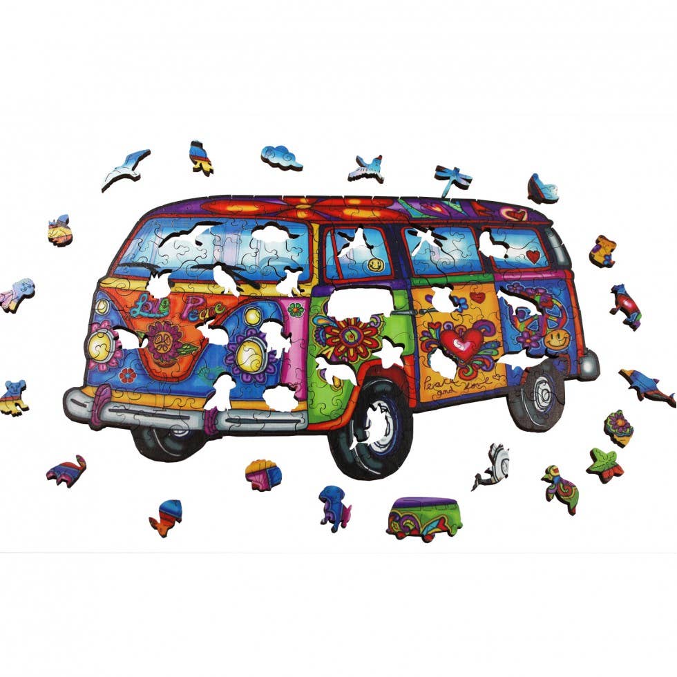 Westie 150 Piece Wooden Jigsaw Puzzle by JaCaRou Puzzles - Groovy VW Westfalia Design - JaCaRou Puzzles Inc. - Jigsaw Puzzles - The Puzzle Center -