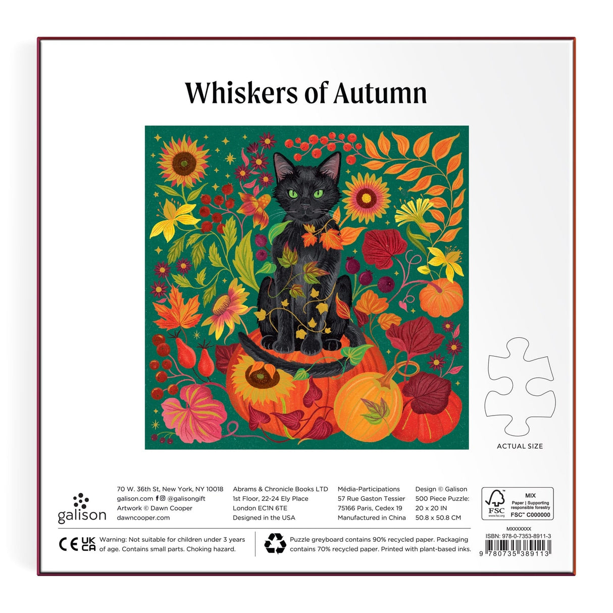 Whiskers of Autumn 500 Piece Foil Puzzle | Galison
