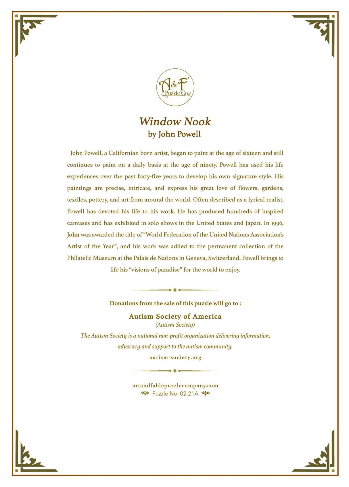 Window Nook 1000 Pieces Jigsaw Puzzle | Art & Fable - Jigsaw Puzzles - The Puzzle Center