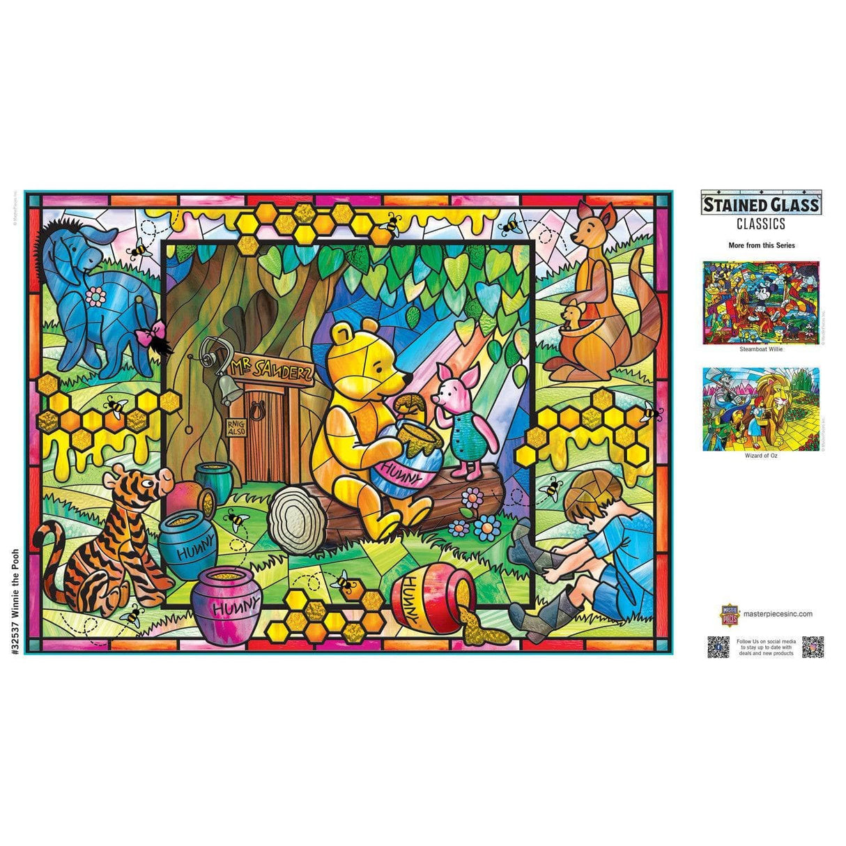Winnie the Pooh Stained Glass 500 Piece Jigsaw Puzzle by Masterpieces Puzzles - Masterpieces Puzzles - Jigsaw Puzzles - The Puzzle Center