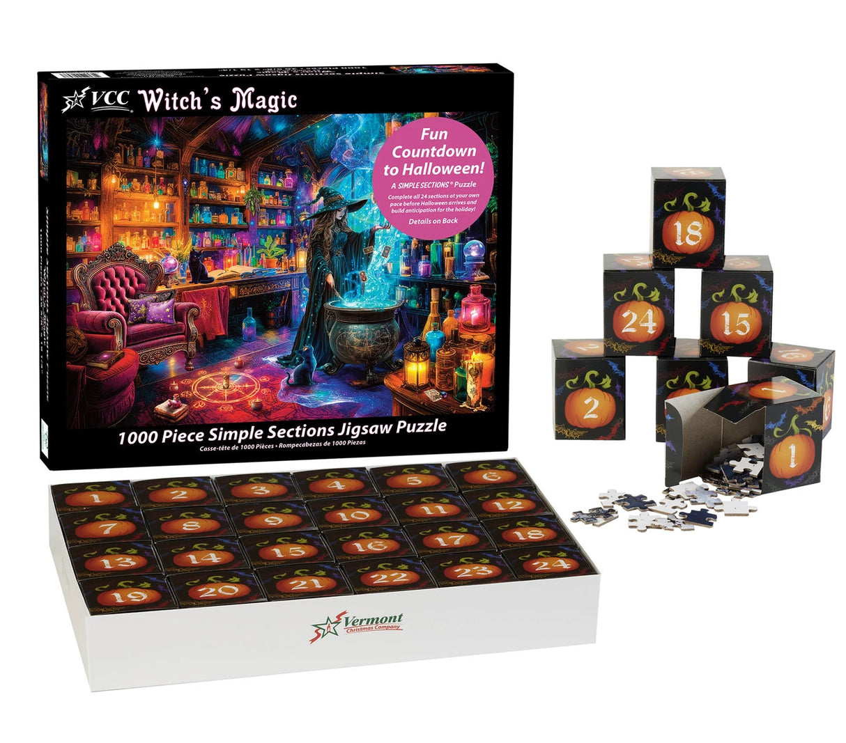Witch's Magic Simple Sections® 1000 Piece Advent Style Jigsaw Puzzle | Vermont Christmas Co