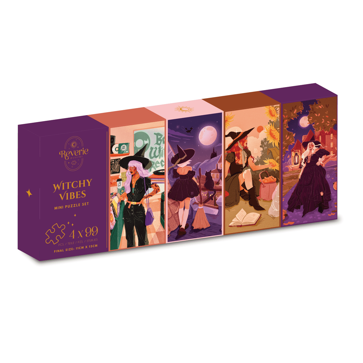 Witchy Vibes 4 x 99 Piece Mini Jigsaw Puzzle Set | Reverie - Jigsaw Puzzles - The Puzzle Center