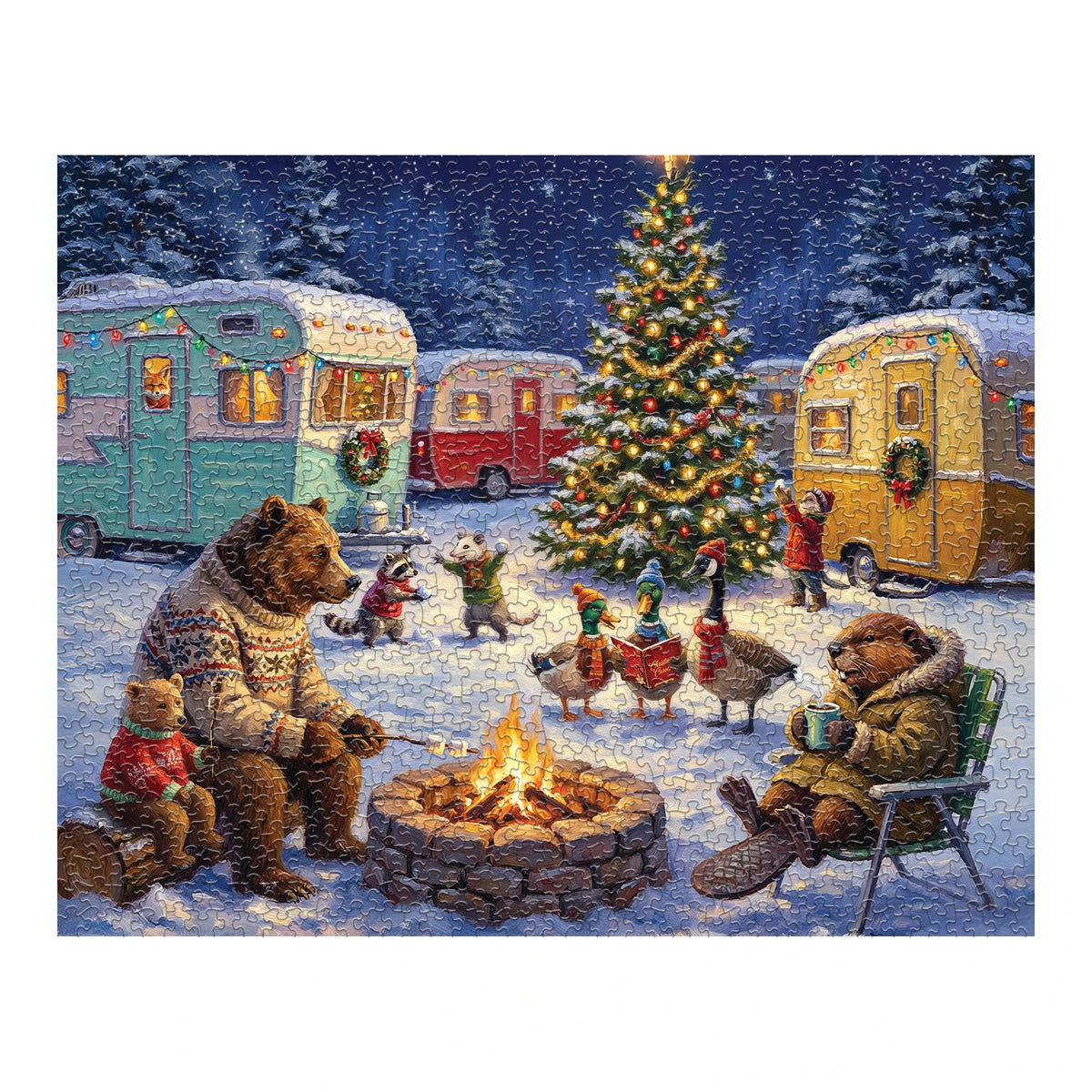 Woodland Christmas Campfire 1000 Piece Jigsaw Puzzle | Springbok Puzzles
