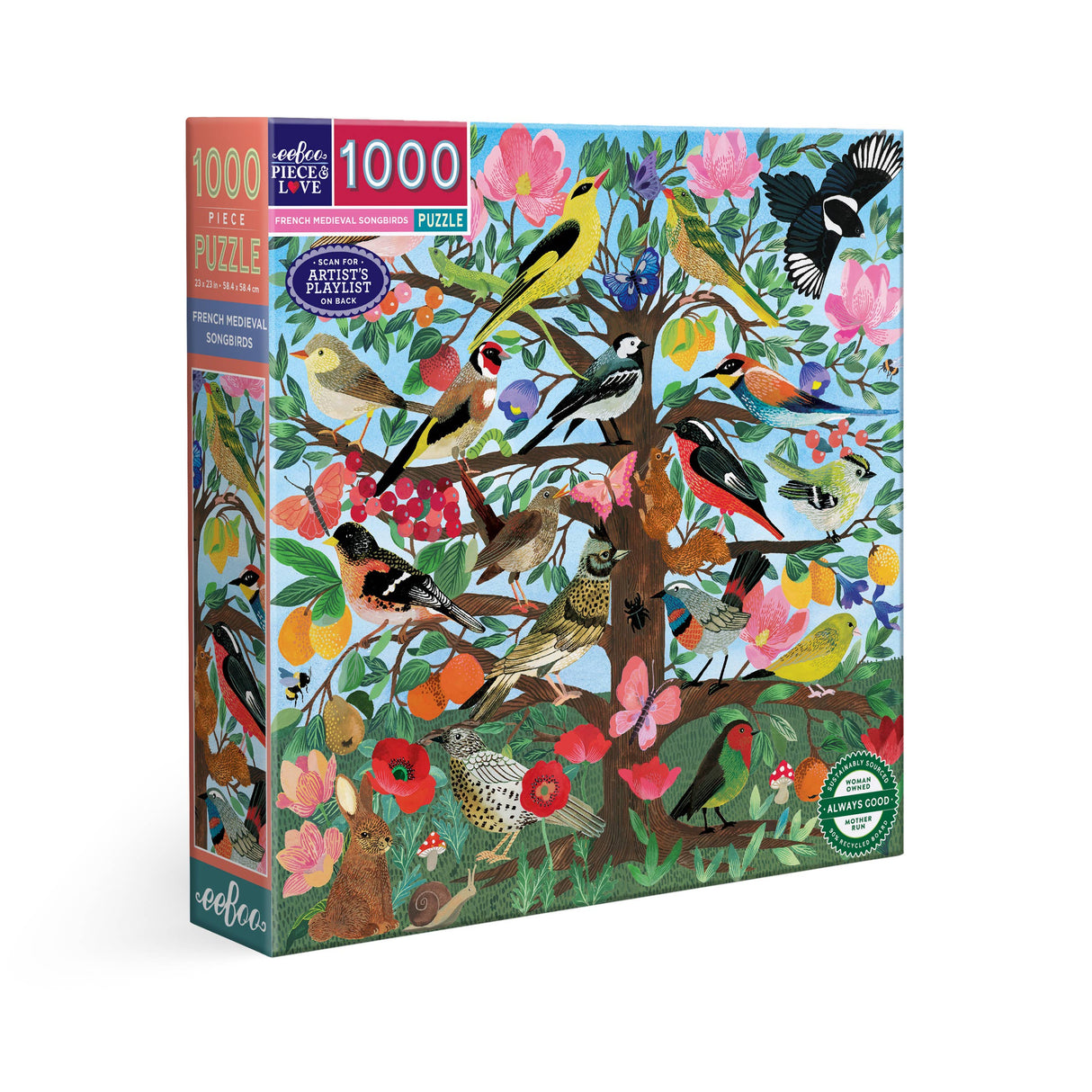 French Medieval Songbirds 1000 Piece Jigsaw Puzzle | eeBoo
