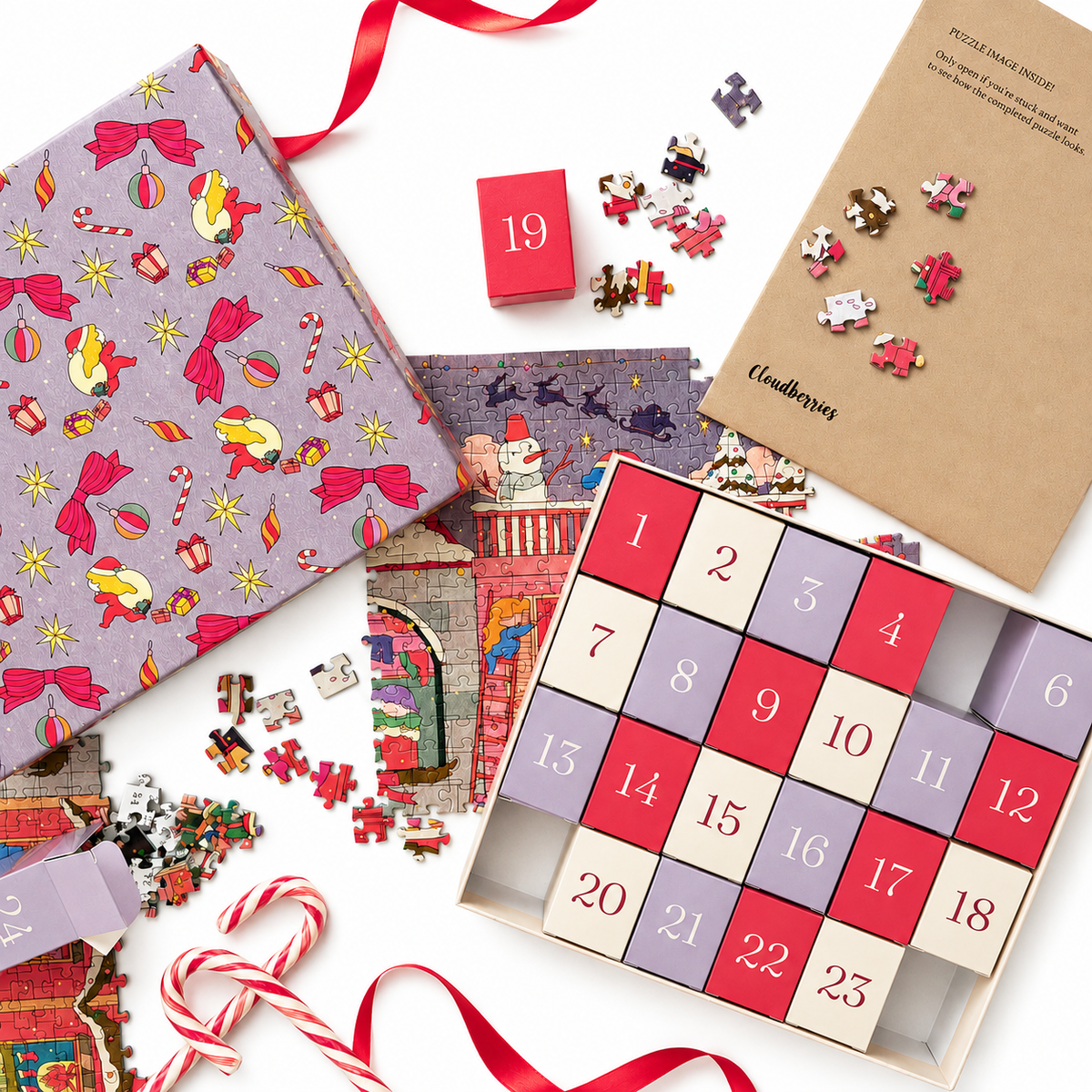 Deck the Halls Advent Calendar 1000 Piece Jigsaw Puzzle | Cloudberries