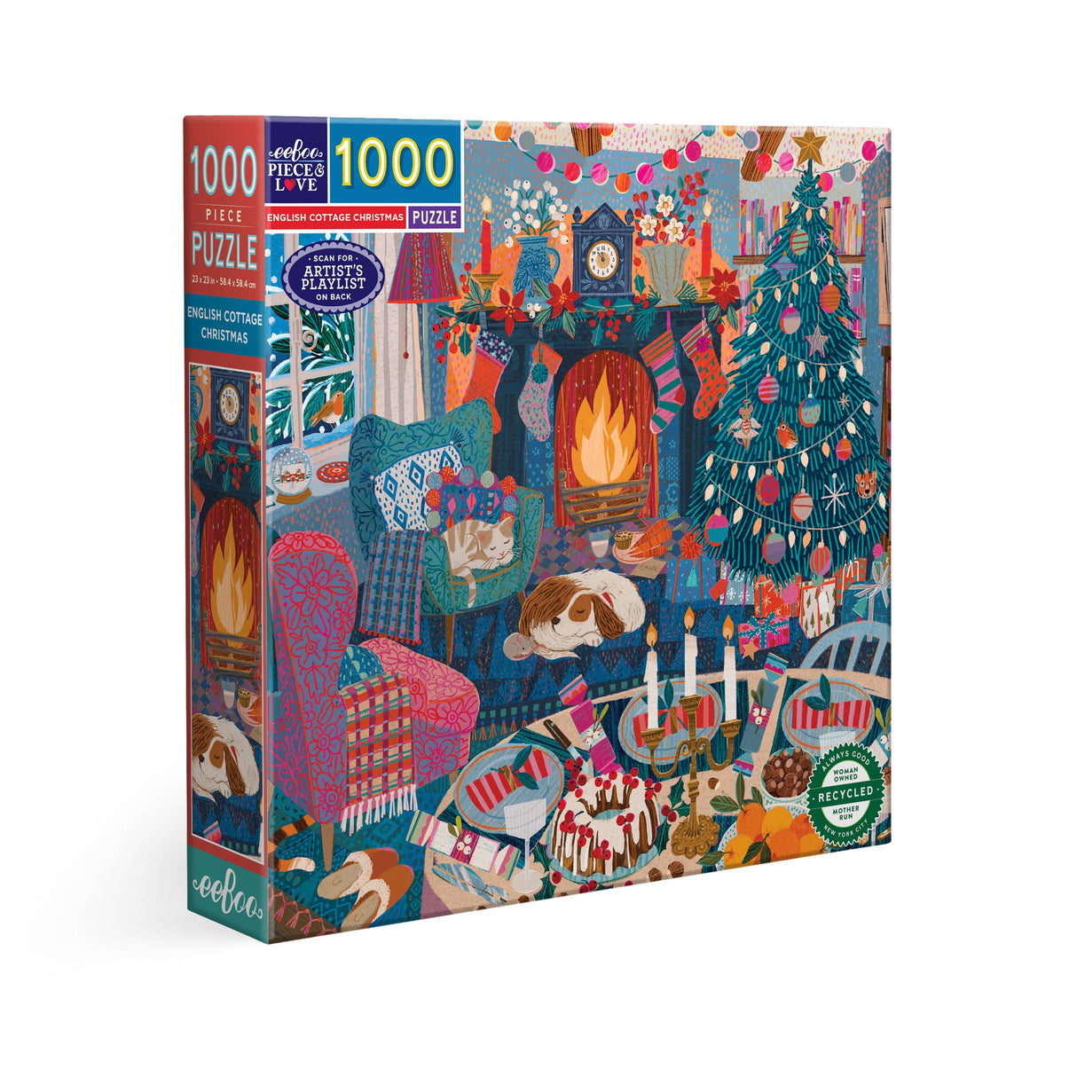 English Cottage Christmas 1000 Piece Jigsaw Puzzle | eeBoo