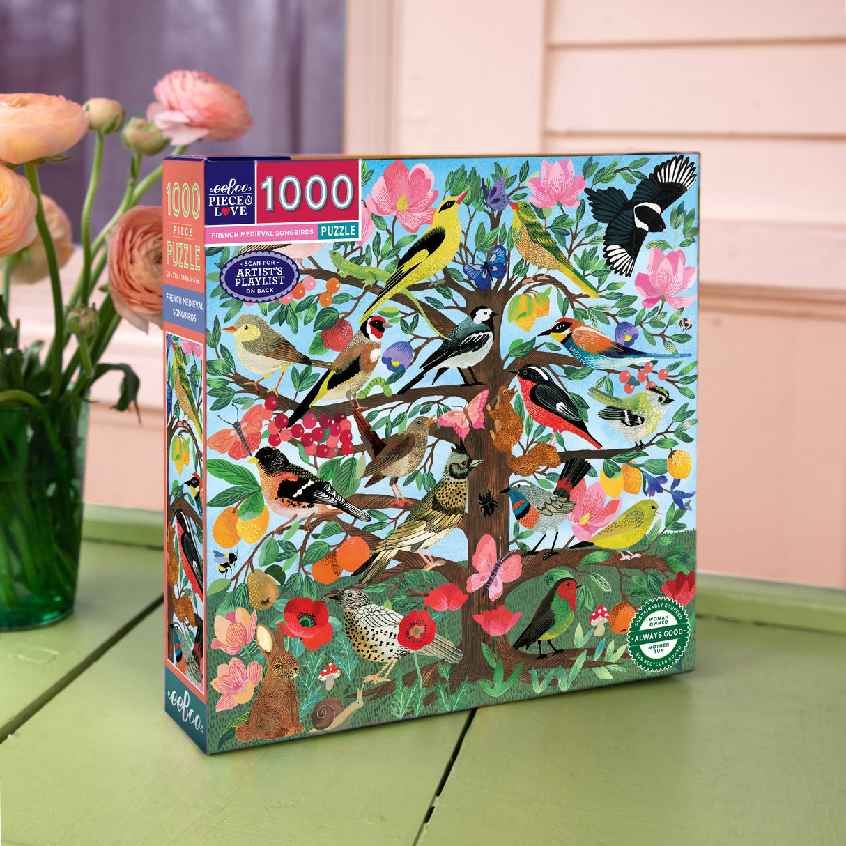 French Medieval Songbirds 1000 Piece Jigsaw Puzzle | eeBoo