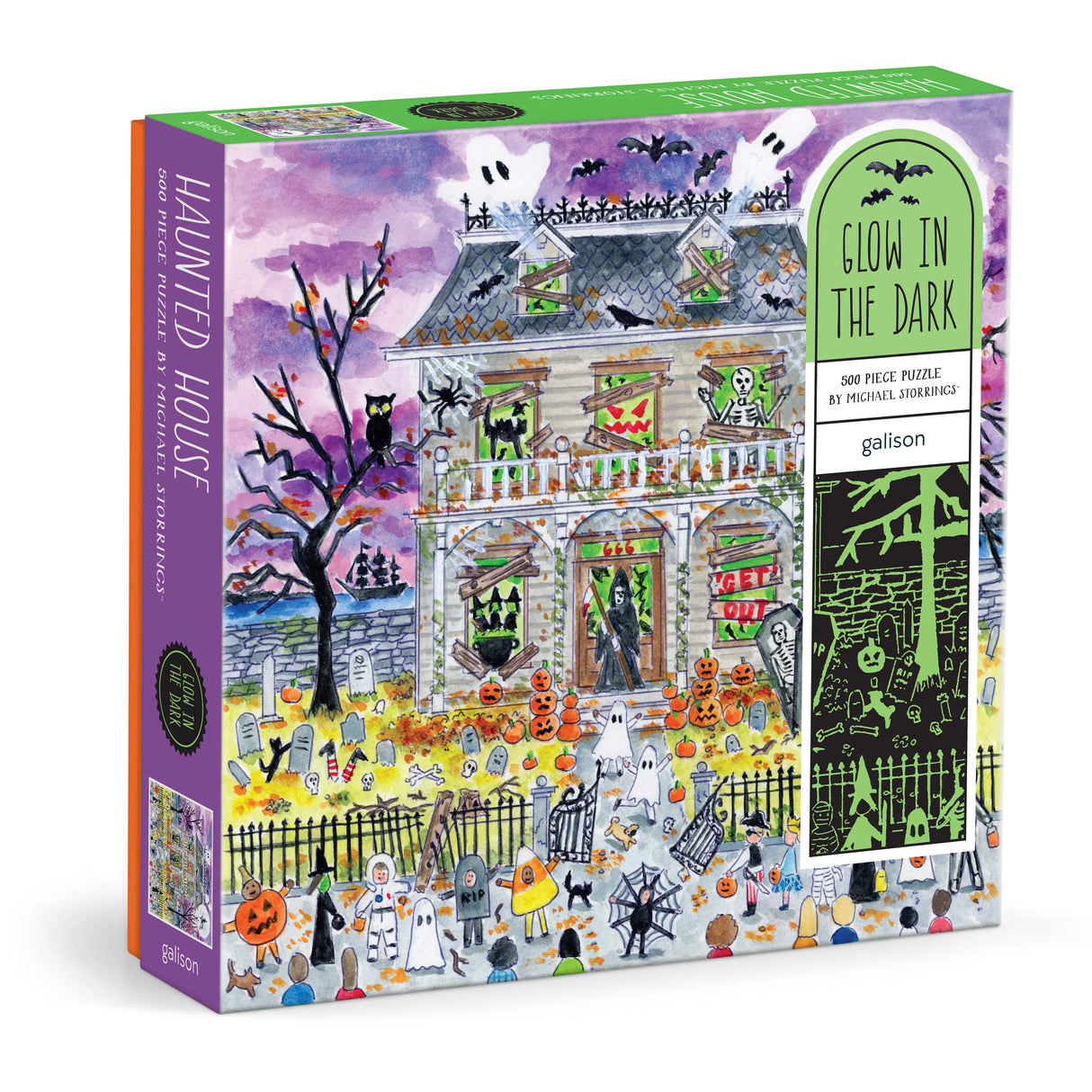 Michael Storrings Haunted House 500 Piece Glow in the Dark Jigsaw Puzzle | Galison