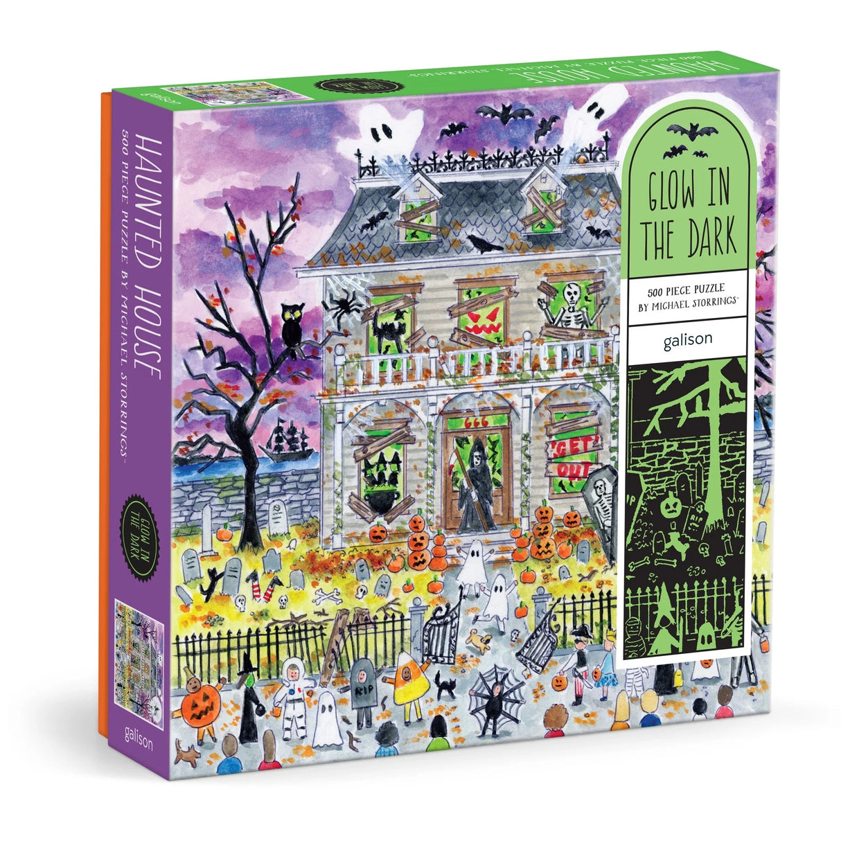 Michael Storrings Haunted House 500 Piece Glow in the Dark Jigsaw Puzzle | Galison