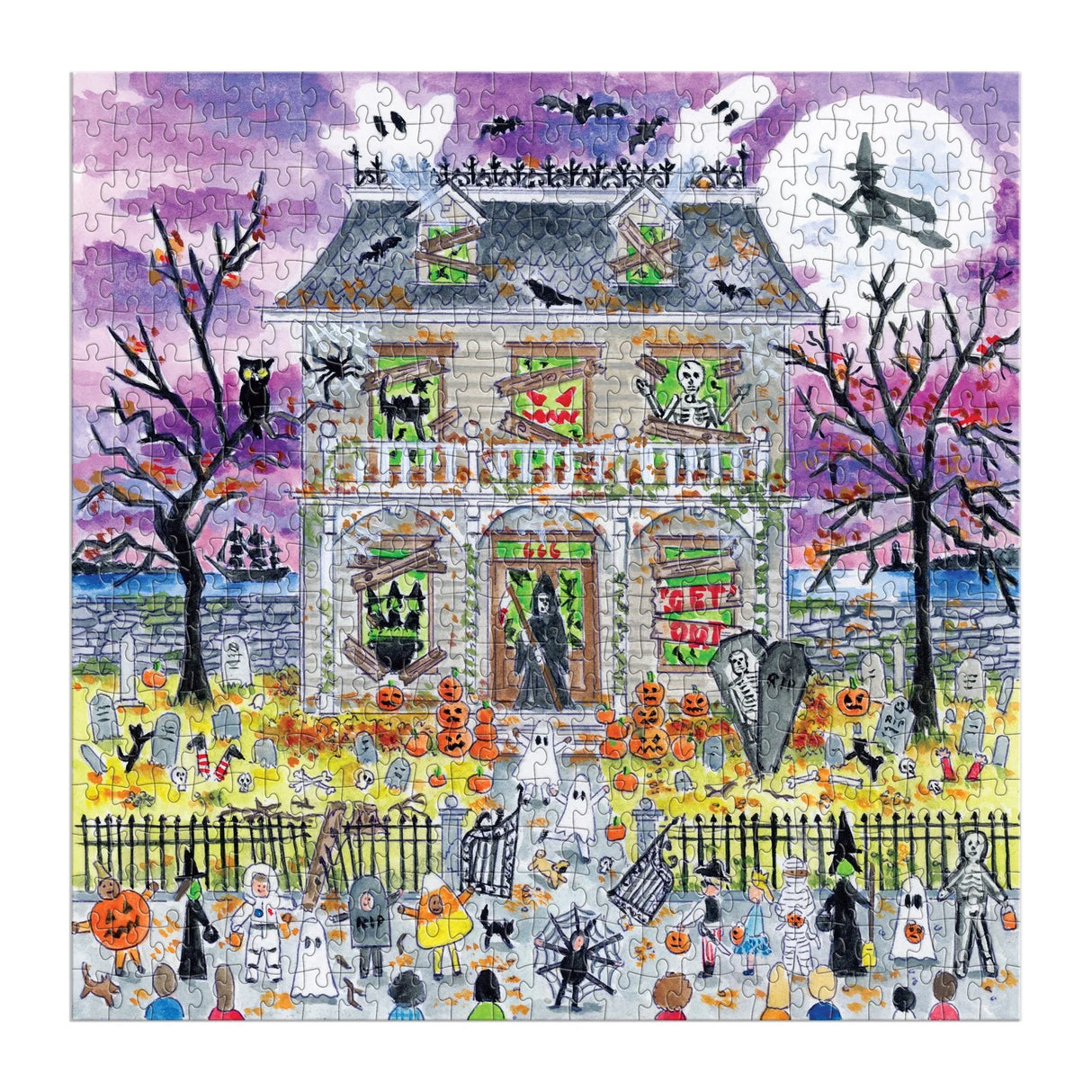 Michael Storrings Haunted House 500 Piece Glow in the Dark Jigsaw Puzzle | Galison