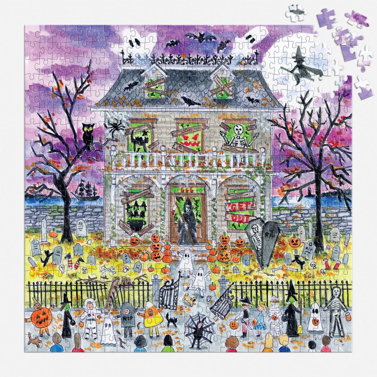 Michael Storrings Haunted House 500 Piece Glow in the Dark Jigsaw Puzzle | Galison