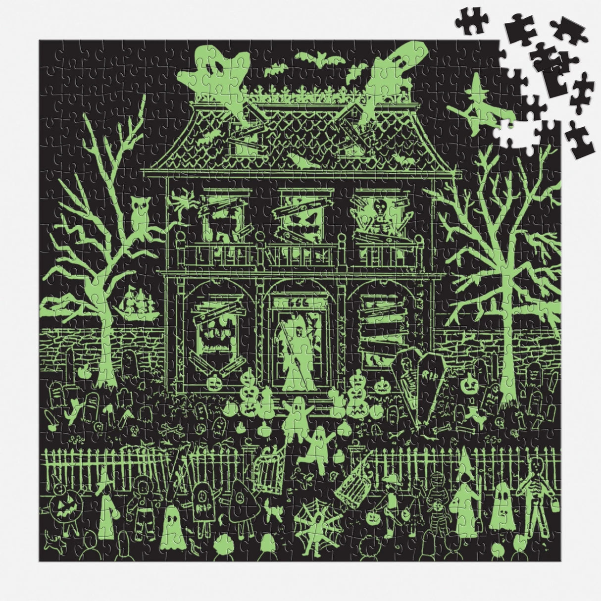 Michael Storrings Haunted House 500 Piece Glow in the Dark Jigsaw Puzzle | Galison