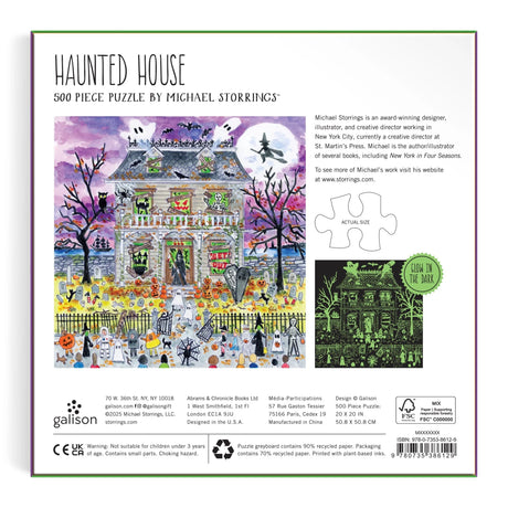 Michael Storrings Haunted House 500 Piece Glow in the Dark Jigsaw Puzzle | Galison
