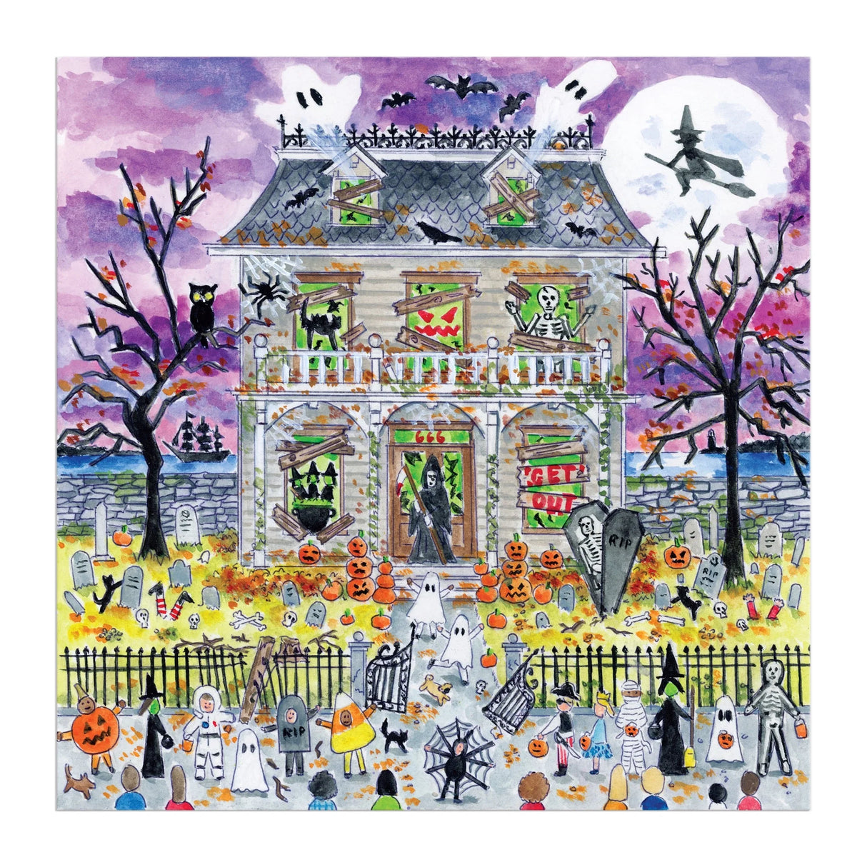 Michael Storrings Haunted House 500 Piece Glow in the Dark Jigsaw Puzzle | Galison