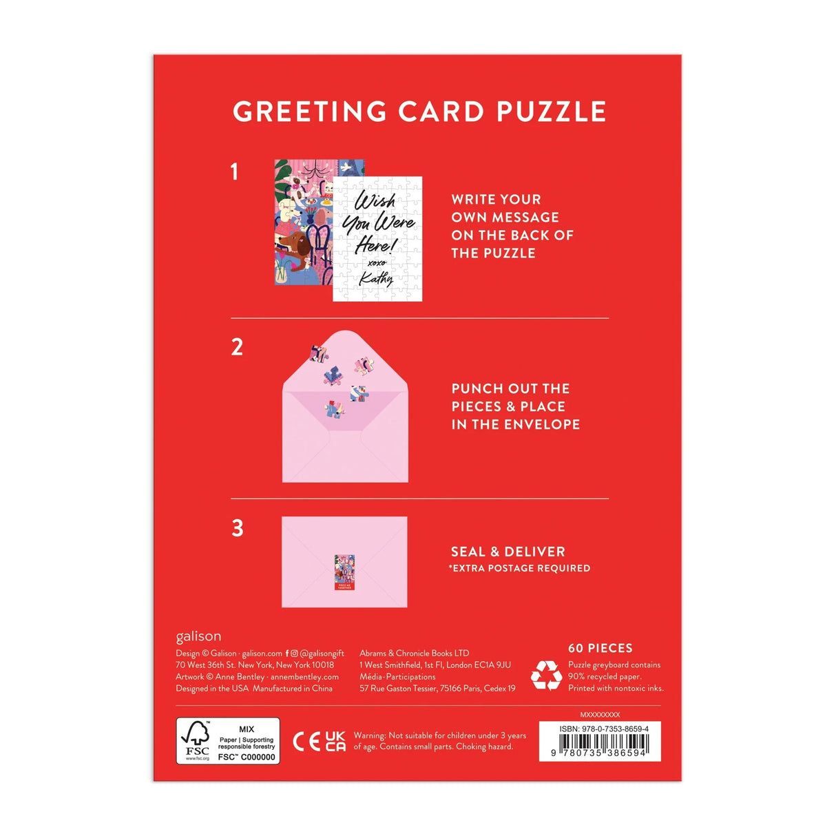Paws for Love 60 Piece Greeting Card Puzzle | Galison