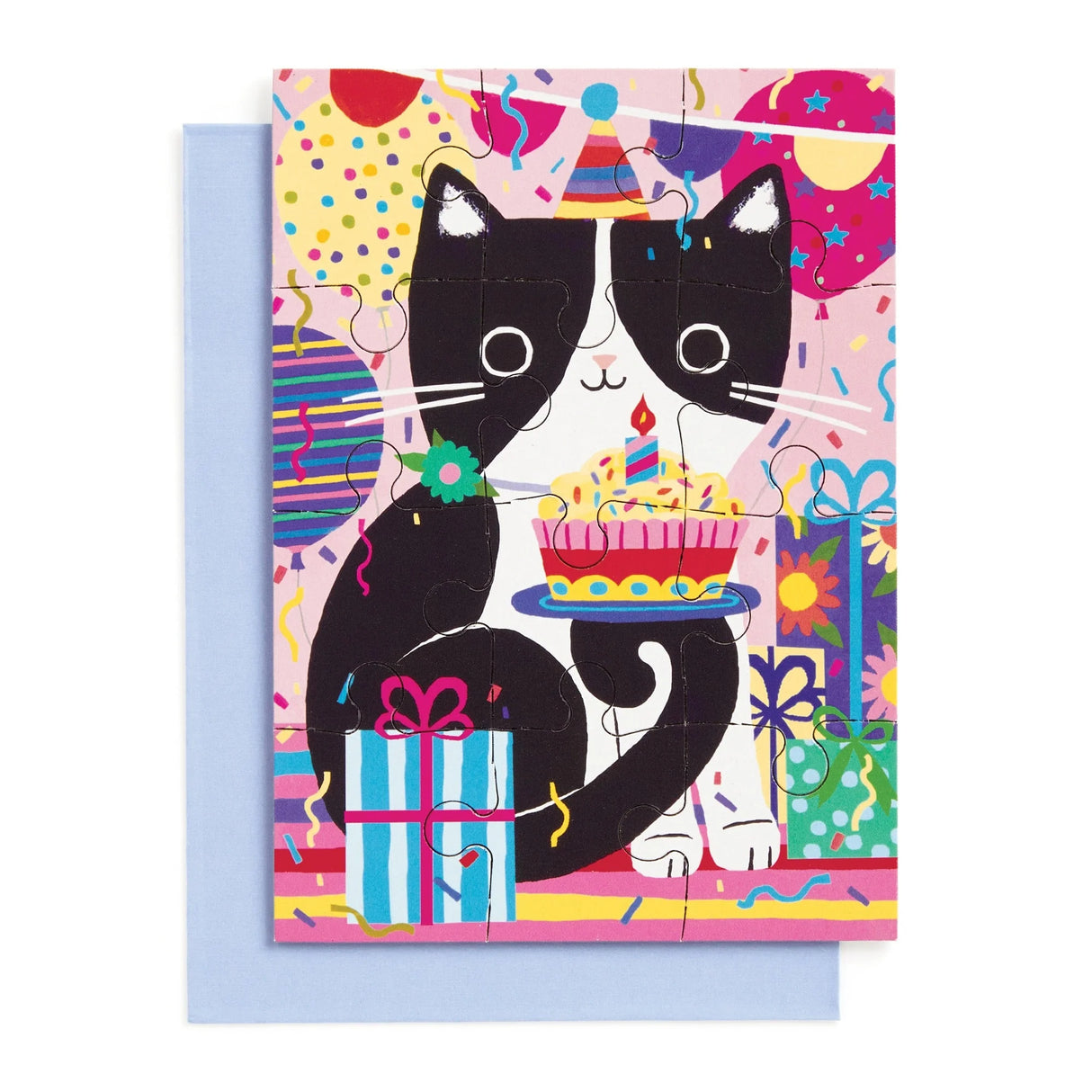 Purr-fect Cat Birthday 12 Piece Greeting Card Puzzle | Mudpuppy