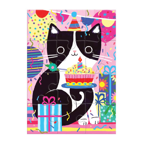 Purr-fect Cat Birthday 12 Piece Greeting Card Puzzle | Mudpuppy