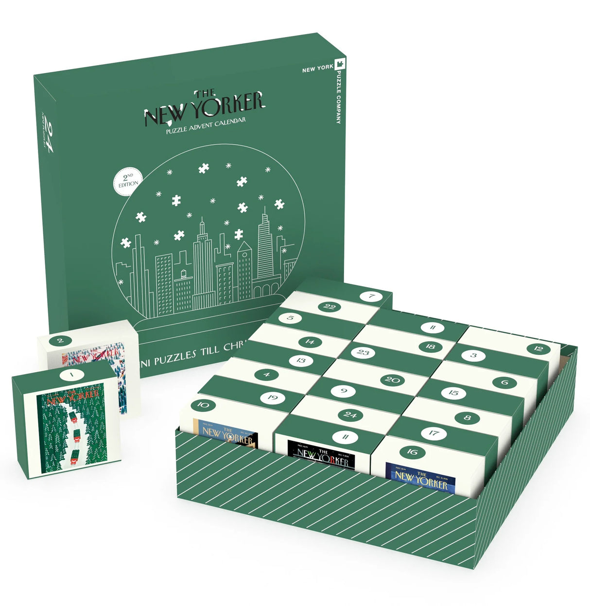 New Yorker Advent Calendar 2nd Edition 24 x 100 Piece Mini Jigsaw Puzzles | New York Puzzle Company