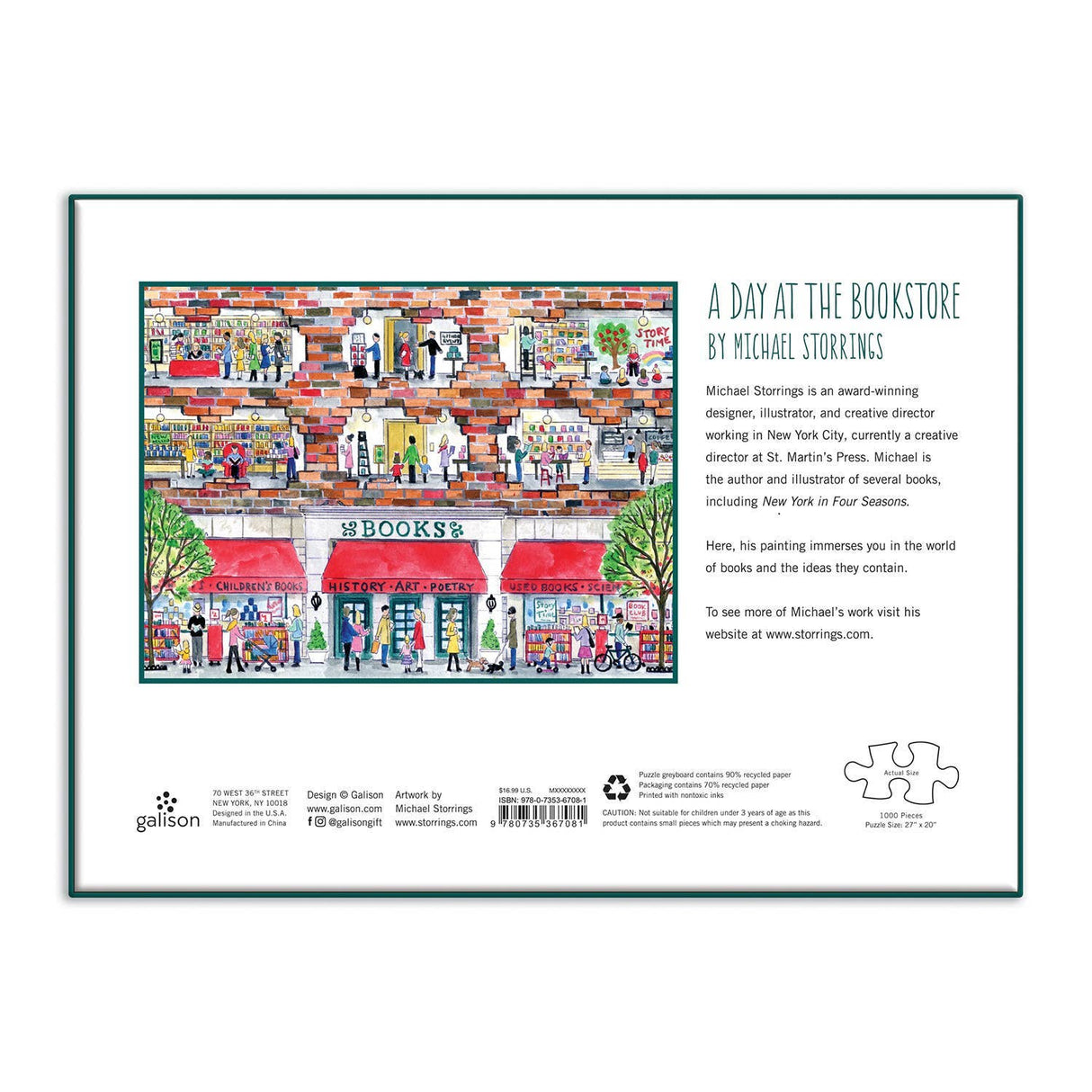 A Day at the Bookstore 1000 Piece Jigsaw Puzzle by Galison and Michael Storrings - Galison - Jigsaw Puzzles - The Puzzle Center