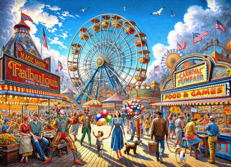 Amusement Park 550 Piece Jigsaw Puzzle | Vermont Christmas Co - Jigsaw Puzzles - The Puzzle Center